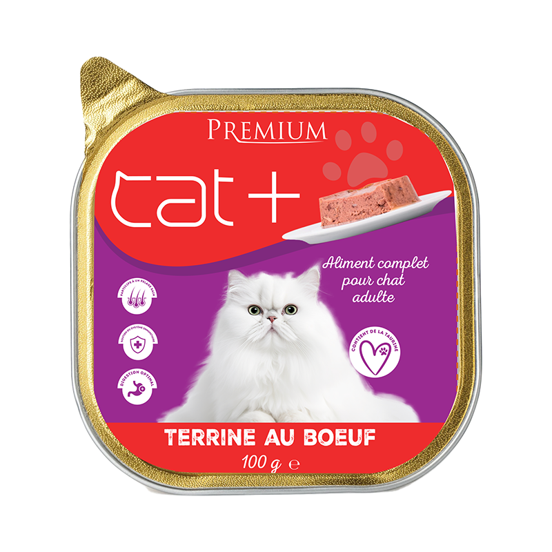 Cat+ 16*100g - Pâté Complet au Bœuf