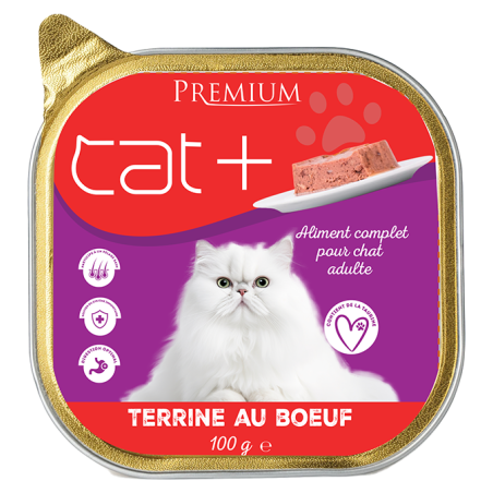 Cat+ 16*100g - Pâté Complet au Bœuf