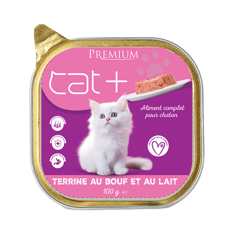 Cat+ 16*100g - Pâté Complet Kitten au Bœuf et Lait