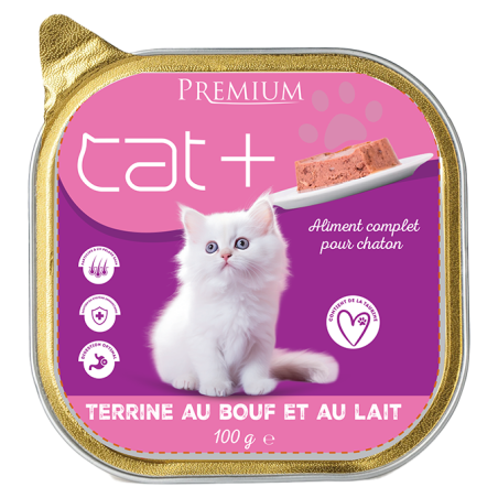 Cat+ 16*100g - Pâté Complet Kitten au Bœuf et Lait