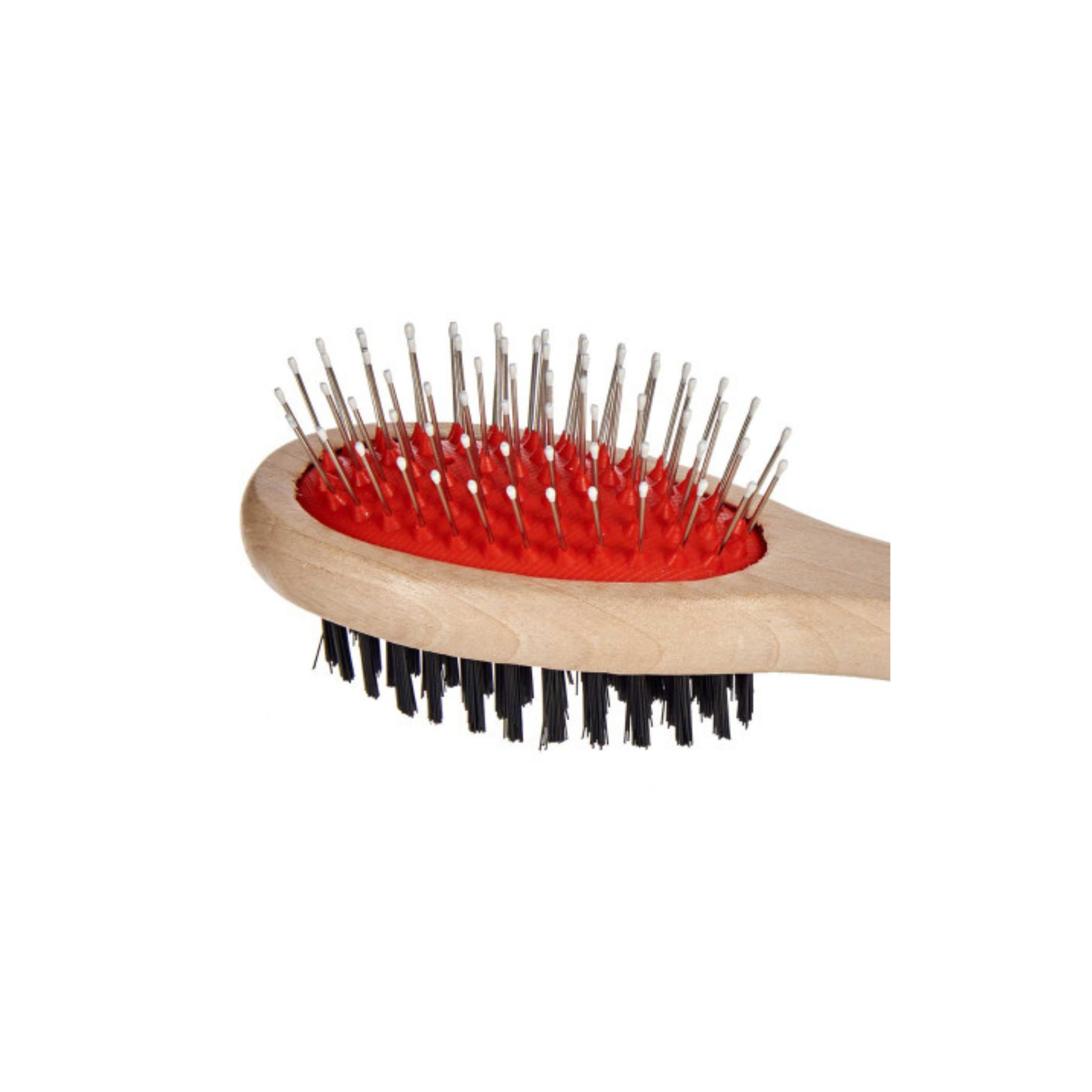 Brosse double face pour animaux – manche en bois