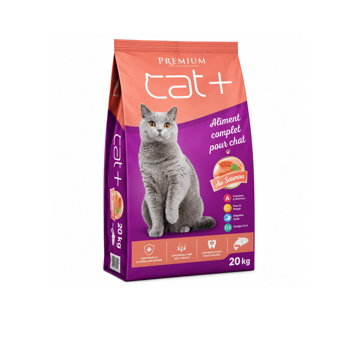 CAT PLUS — Croquettes Chat Saumon & Légumes 20 kg